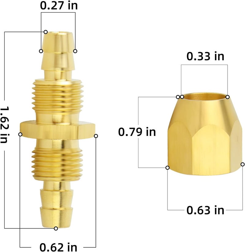 ChillWaves Brass Pneumatics Reusable Fitting - 1/4" ID Hose Splicer x 1/4" ID Hose (1/4" Barb) Repair Fitting (5-PACK) - Image 2